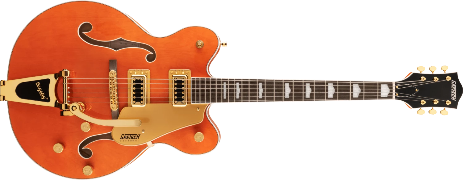Fender Gretsch G5422TG Electromatic® Classic Hollow Body Double-Cut With Bigsby® And Gold Hardware, Laurel Fingerboard, Orange Stain 1 Fender Gretsch G5422TG Electromatic® Classic Hollow Body Double-Cut With Bigsby® And Gold Hardware, Laurel Fingerboard, Orange Stain