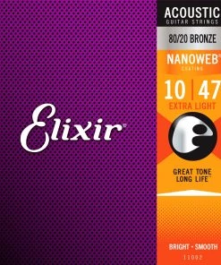 National Elixir 11002 Nanoweb 80/20 Extra Light 10 - 47 Strings