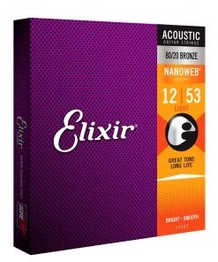 National Elixir 11052 Nanoweb 80/20 Light 12-53 Strings
