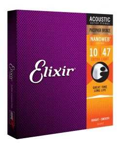 National Strings Elixir 16002 Nanoweb Phosphor Bronze Extra Light 10-47