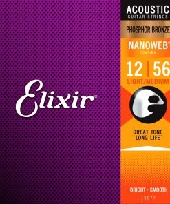 National Elixir 16077 Nanoweb Phosphor Bronze Light-Med 12-56