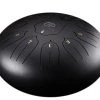 PRO MUSIC Opus Percussion 10" Metal 11-Note Lotus Carves Style Tongue Drum In Black