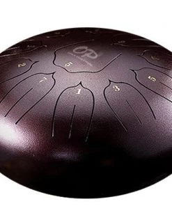 PRO MUSIC Opus Percussion 10" Metal 11-Note Lotus Carves Style Tongue Drum In Chestnut Tongue Drums