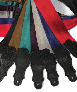 National Straps Franklin 2" Black Aviator Seat Belt Strap With Pebbled Glove Leather End Tab