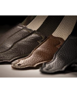 National Franklin 2" Black Cotton Strap With Pebbled Black Glove Leather End Tab