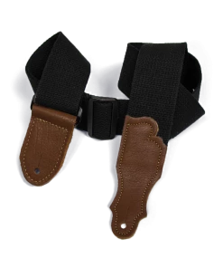 National Franklin 2" Black Cotton Strap With Pebbled Caramel Glove Leather End Tab