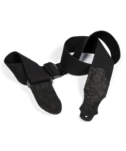 National Straps Franklin 2" Black Cotton Strap With Embossed Black Suede End Tab