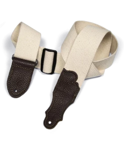 National Franklin 2" Natural Cotton Strap With Pebbled Chocolate Glove Leather End Tab