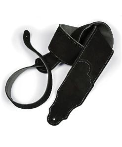 National Franklin Original 2.5" Black Suede With Silver Stitching Straps