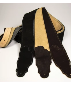 National Franklin Original 2.5" Black Suede With Silver Stitching Straps