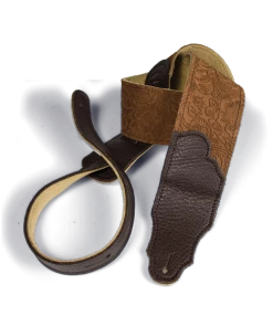 National Straps Franklin Embossed 2.5" Caramel Suede With Pebbled Chocolate Glove Leather End