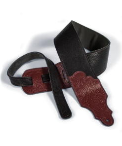 National Franklin 3" Black Glove Leather With Tooled Red Ends Straps