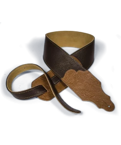 National Franklin 3" Chocolate Glove Leather With Tooled Caramel Ends Straps