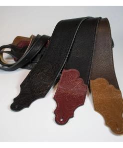 National Franklin 3" Chocolate Glove Leather With Tooled Caramel Ends Straps