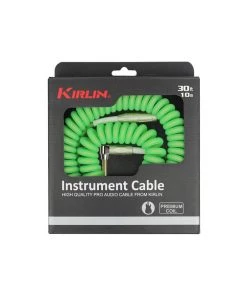 National Kirlin IMK202GR 30ft Premium Coil Green Guitar Cable RA - Straight Leads