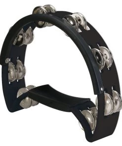 PRO MUSIC Opus Percussion Power Tambourine With Double-Row Jingles & Striking Edge In Black Tambourines