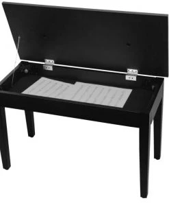 PRO MUSIC Digital Pianos On Stage KB8904B Deluxe Keyboard/Piano Bench With Flip-Top Storage In Black