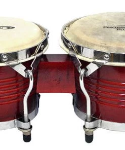 PRO MUSIC Percussion Plus Deluxe 6 & 7" Wooden Bongos In Gloss Red Lacquer Finish