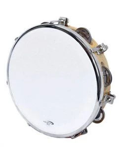 PRO MUSIC Percussion Plus 8" Wooden Tuneable Tambourine With 6-Single Rows Of Jingles