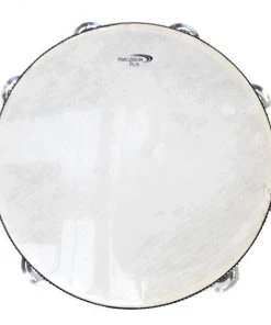 PRO MUSIC Percussion Plus 10" Wooden Tambourine With Head & 8-Double Rows Of Jingles