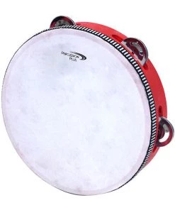 PRO MUSIC Tambourines Percussion Plus 8" Wooden Tambourine With Head & 5-Single Rows Of Jingles