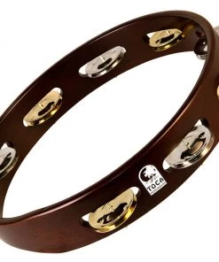 PRO MUSIC Toca Dark Acacia Hardwood 10" Tambourine With Single Row Of Jingles Tambourines