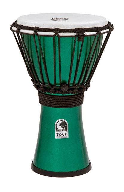 PRO MUSIC Djembes Toca Freestyle Colorsound Series Djembe 7" In Metallic Green 1 PRO MUSIC Djembes Toca Freestyle Colorsound Series Djembe 7" In Metallic Green
