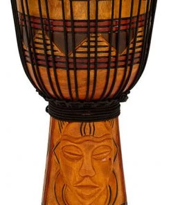 PRO MUSIC Toca Origins Series Wooden Djembe 8" Synthetic Head In Tribal Mask Djembes