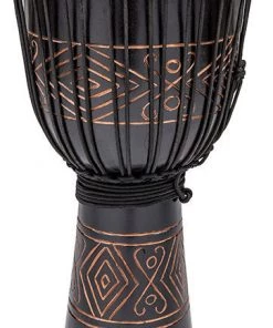 PRO MUSIC Djembes Toca Street Carved Series Wooden Djembe 12" Synthetic Head In Onyx